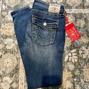 True Religion Women's Classic Blue Jennie destroyed jeans